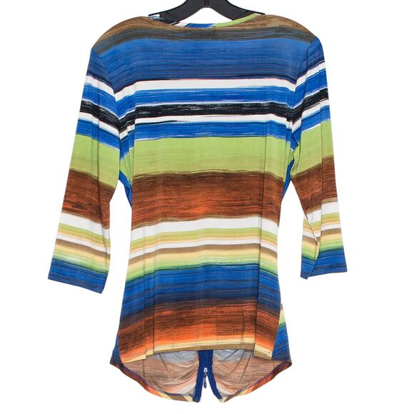 Frank Lyman Jacket 3/4 Sleeve Zip Retro Lightweight Ruched Stretch Colorful 12 - Picture 2 of 5